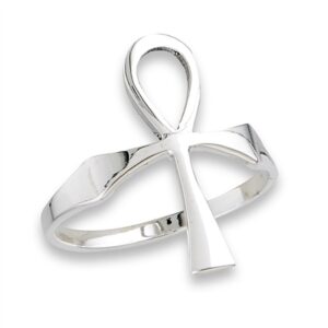 high polish ankh cross ring new .925 sterling silver band size 9