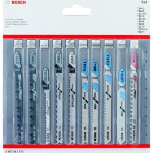 Bosch Professional 10-Piece Set Jigsaw blades set (for wood and metal, accessories for jigsaw with T-shank mounting)