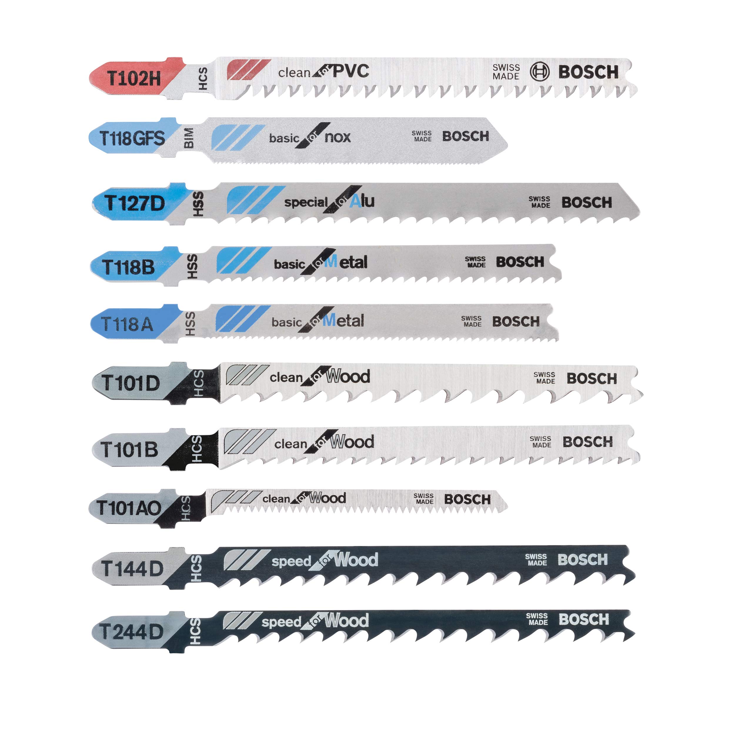 Bosch Professional 10-Piece Set Jigsaw blades set (for wood and metal, accessories for jigsaw with T-shank mounting)