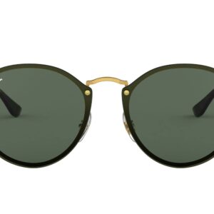 Ray-Ban RB3574N Blaze Round Sunglasses, Gold/Dark Green, 59 mm