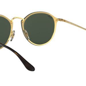 Ray-Ban RB3574N Blaze Round Sunglasses, Gold/Dark Green, 59 mm