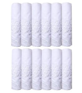 bulk new embroidery ladies white flower 100% cotton handkerchiefs