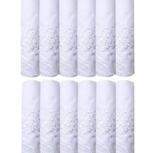 Bulk New Embroidery Ladies White Flower 100% Cotton handkerchiefs