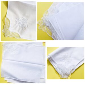 Bulk New Embroidery Ladies White Flower 100% Cotton handkerchiefs