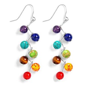 jauxin 7 chakra 6mm bead stanless steel hook healing engery earrings for women girls