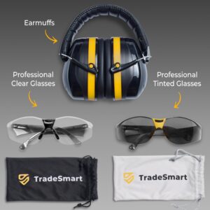 TradeSmart High-Performance Earmuffs for Shooting Range & Shooting Eye Protection Glasses + Firearm Confidence Course Included