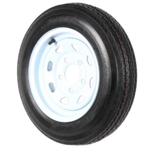 eCustomrim 2-Pack Trailer Tire On Rim 4.80-12 Load C 5 Lug White Spoke Wheel 30660-2 Year Warranty w/Free Roadside