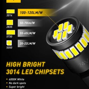 AUXITO 194 LED Light Bulb 6000K White 168 2825 W5W T10 Wedge 24-SMD 3014 Chipsets LED Replacement Bulbs Error Free for Car Interior Dome Map Door License Courtesy Dash Lights, Pack of 10