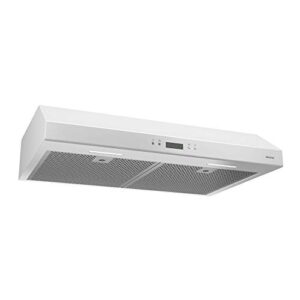 broan-nutone bcdj130wh glacier 30-inch under-cabinet 4-way convertible range hood with 3-speed exhaust fan and light, white