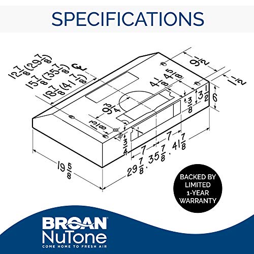 Broan-NuTone BCDJ130WH Glacier 30-inch Under-Cabinet 4-Way Convertible Range Hood with 3-Speed Exhaust Fan and Light, White