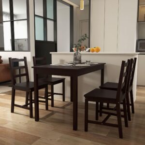 HOMCOM Dining Table Set for 4, 5 Piece Modern Kitchen Table and Chairs, Wood Dining Room Set for Small Spaces, Breakfast Nook, Chestnut Brown