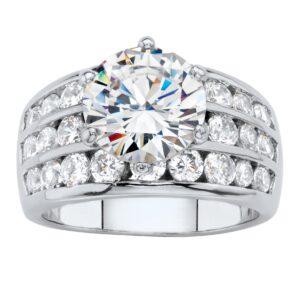 PalmBeach Platinum-Plated Round Cubic Zirconia Channel Set Ring Sizes 6-10 Size 6