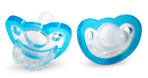 razbaby jollypop newborn pacifier 0-3 months - soft, bpa-free silicone, usa-made, durable one-piece, dishwasher safe, sterilizable - blue, pack of 2