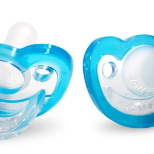 RaZbaby JollyPop Newborn Pacifier 0-3 Months - Soft, BPA-Free Silicone, USA-Made, Durable One-Piece, Dishwasher Safe, Sterilizable - Blue, Pack of 2