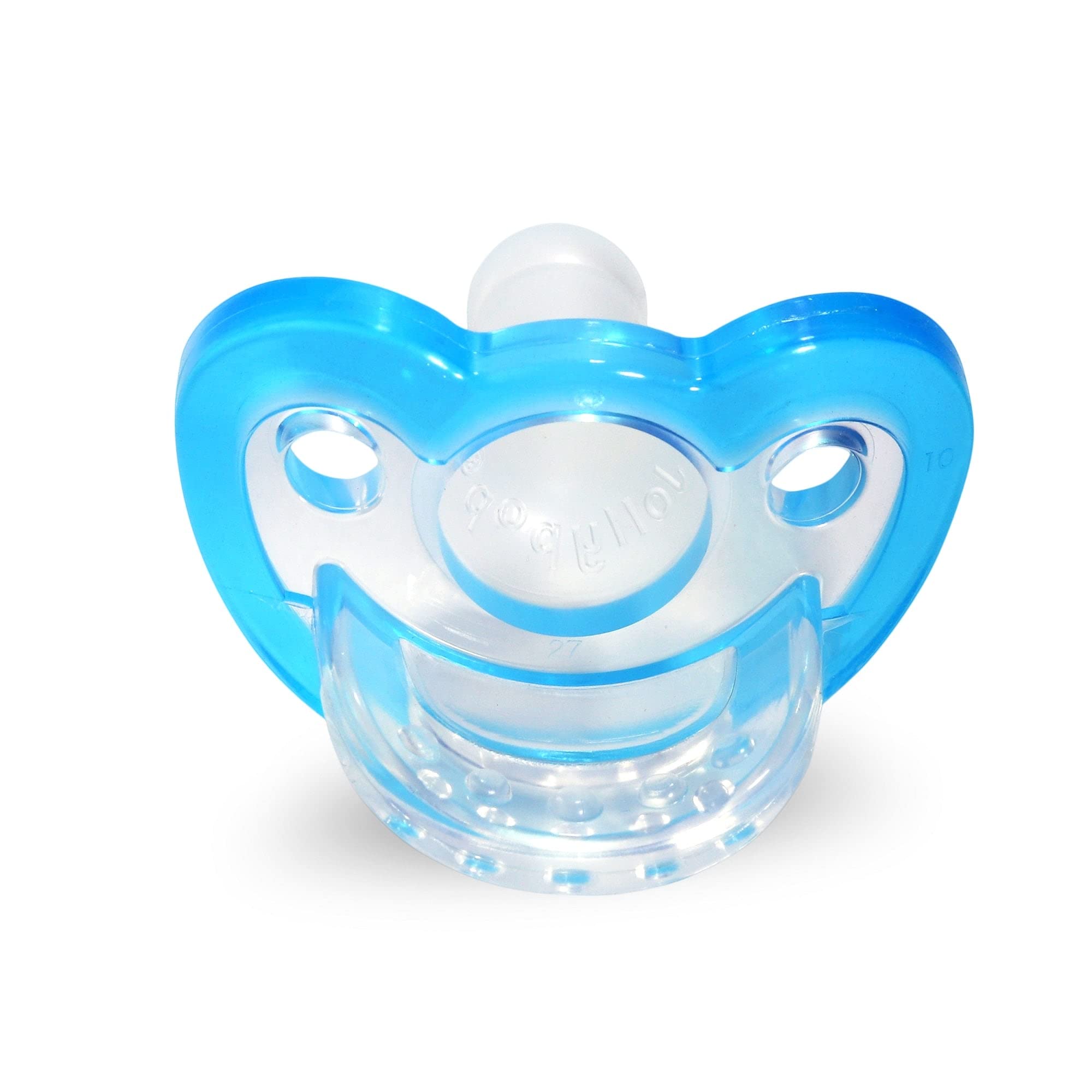 RaZbaby JollyPop Newborn Pacifier 0-3 Months - Soft, BPA-Free Silicone, USA-Made, Durable One-Piece, Dishwasher Safe, Sterilizable - Blue, Pack of 2