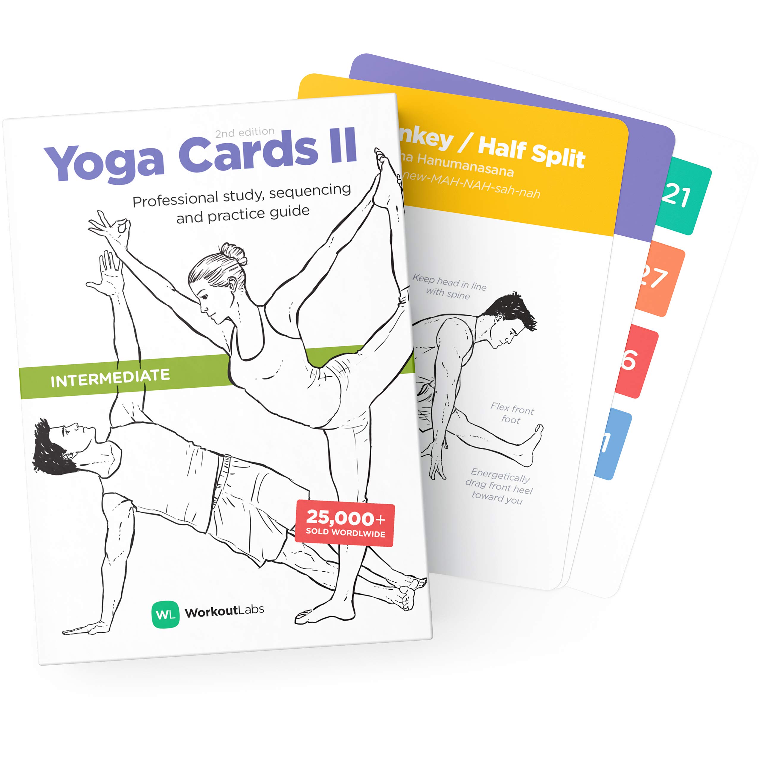 WorkoutLabs Yoga Cards II – Intermediate: Professional Visual Study, Class Sequencing & Practice Guide Vol.2 · Plastic Yoga Flash Cards/Yoga Deck with Sanskrit