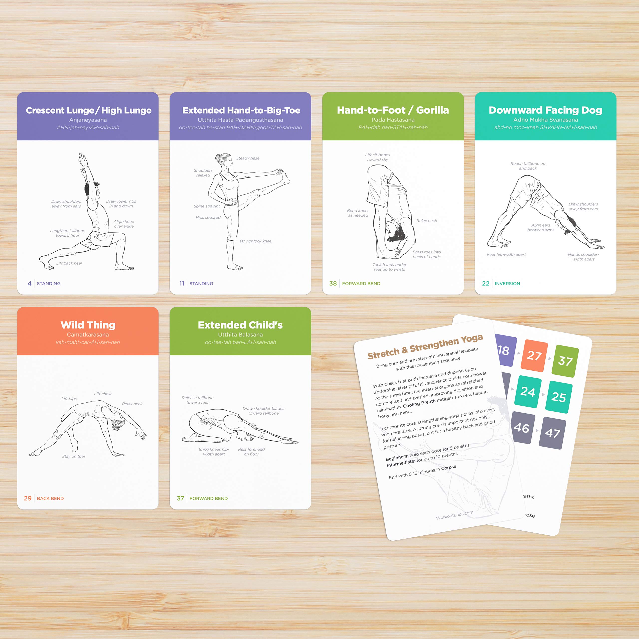 WorkoutLabs Yoga Cards II – Intermediate: Professional Visual Study, Class Sequencing & Practice Guide Vol.2 · Plastic Yoga Flash Cards/Yoga Deck with Sanskrit