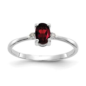 IceCarats 10K White Gold Diamond Red Garnet Ring Gemstone Band April January Birthstone Jewelry Size 6