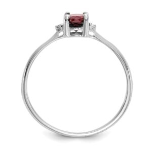 IceCarats 10K White Gold Diamond Red Garnet Ring Gemstone Band April January Birthstone Jewelry Size 6