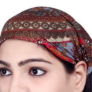 SARJANA HANDICRAFTS Lot 10 Pieces Womens Mens Silk Headband Printed Hairband Bandana Wrap Band (Multicolored (Assorted))