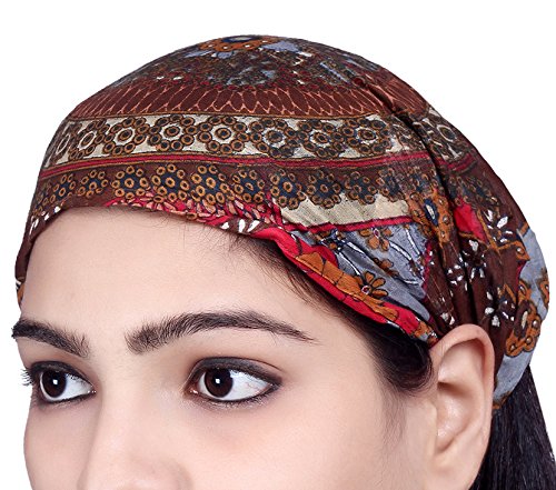 SARJANA HANDICRAFTS Lot 10 Pieces Womens Mens Silk Headband Printed Hairband Bandana Wrap Band (Multicolored (Assorted))