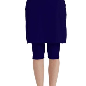 Micosuza Womens Skirted Swim Capris Sun Protective UPF 50+ Swimming Tight with Attached Skirt Sport Leggings Navy