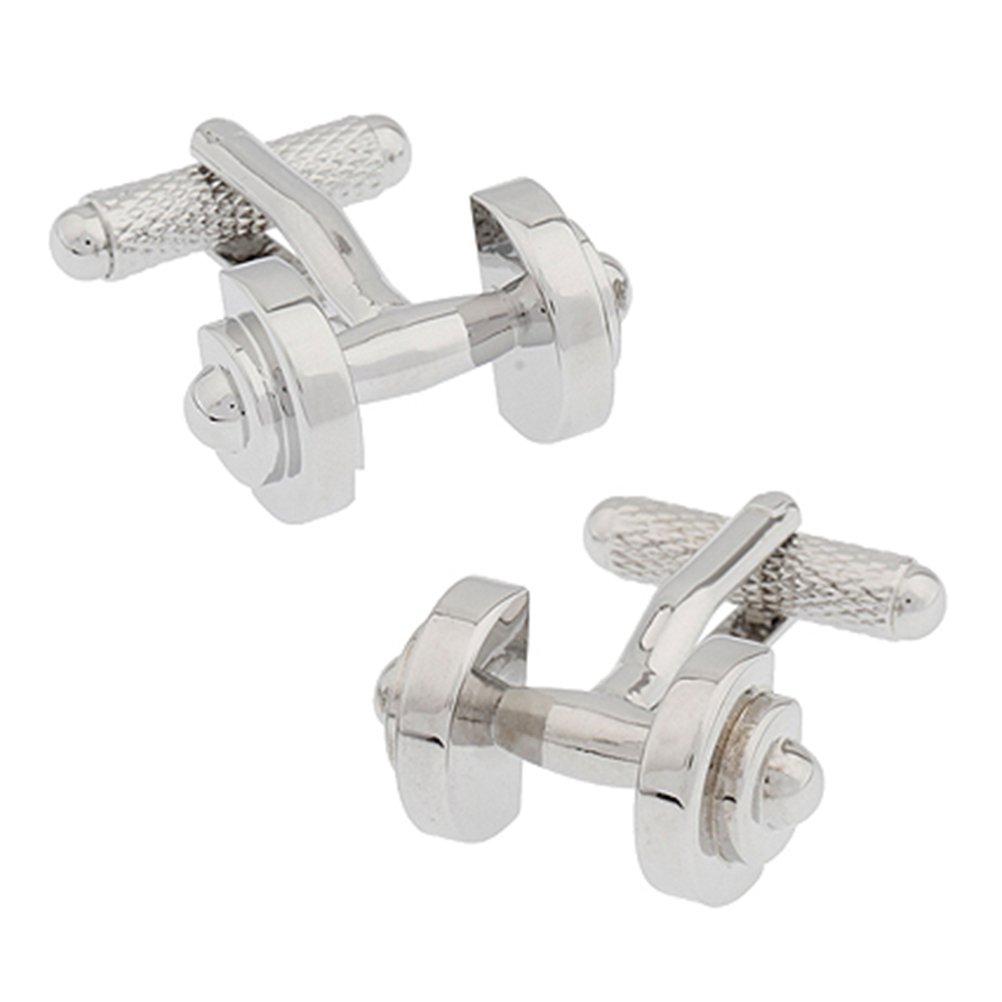 Dumbbell Cufflinks Barbell Weight Lifting Trainer Cross Fit Cuff Links