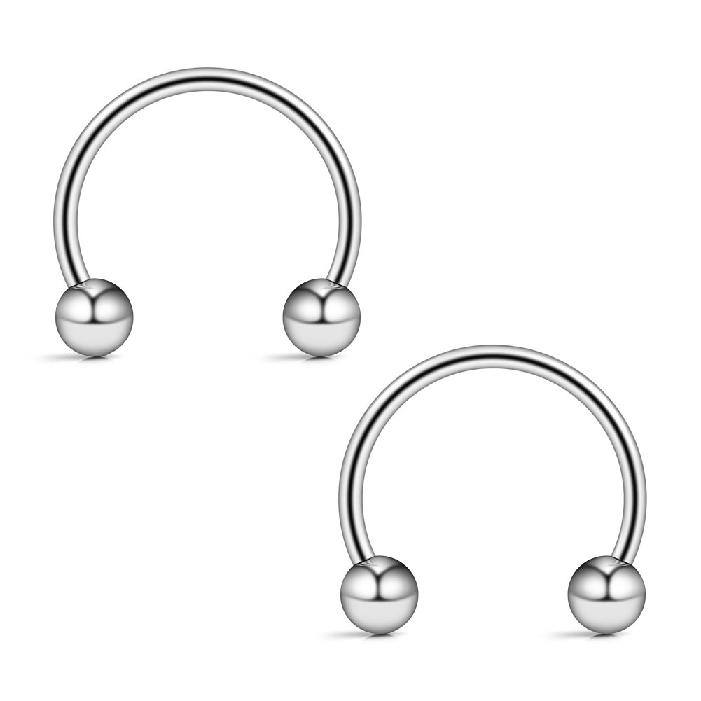 Ruifan 316L Surgical Steel CBR Horseshoe Circular Rings Nose Eyebrow Tragus Lip Ear Hoop Ring Piercing 20G 10MM 12PCS (Mix Color)