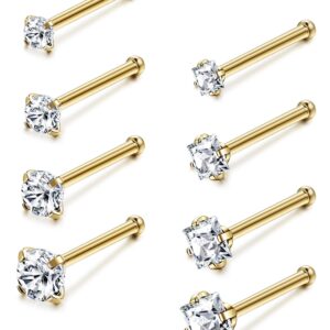 Jstyle 20G 8 Pcs a Set Stainless Steel Nose Rings Studs Piercing Body Jewelry 1.5mm 2mm 2.5mm 3mm G