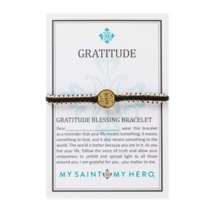 my saint my hero gratitude bracelet - black/gold metallic