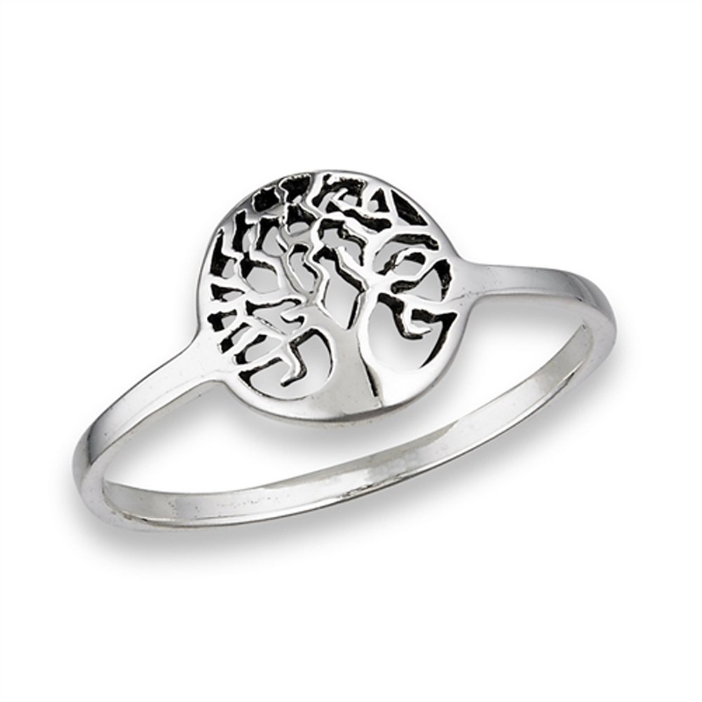 Oxidized Filigree Tree of Life Ring New .925 Sterling Silver Band Size 7