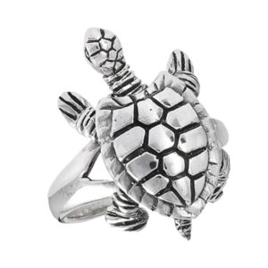 Movable Head Legs Tail Turtle Ring Sterling Silver Detail Animal Band Size 8