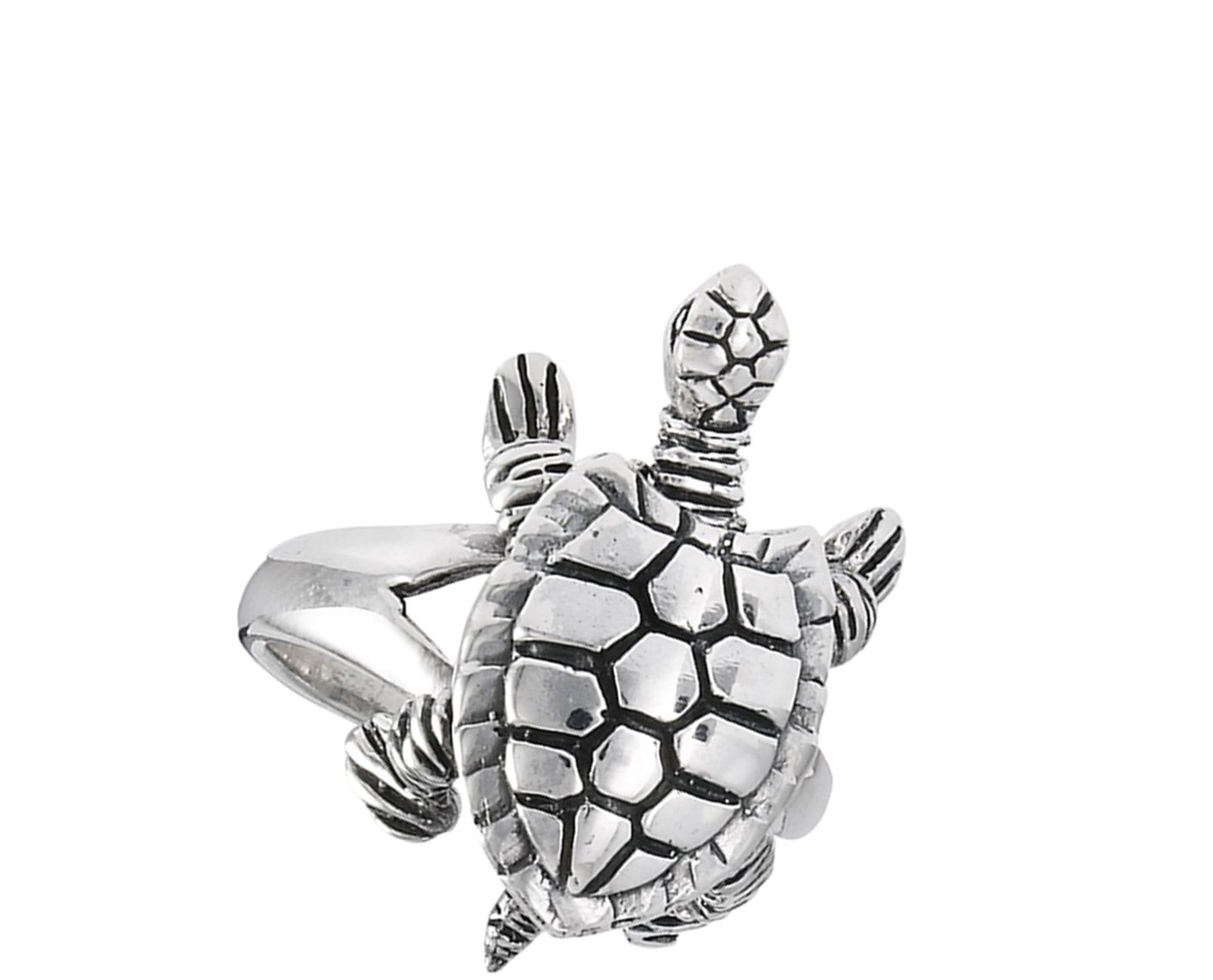 Movable Head Legs Tail Turtle Ring Sterling Silver Detail Animal Band Size 8