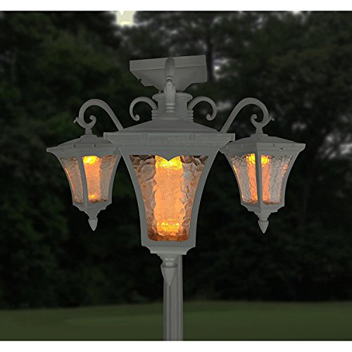 Sun-Ray 312011 Vittoria Three Head Solar Lamp Post and Planter, 7 ft, White