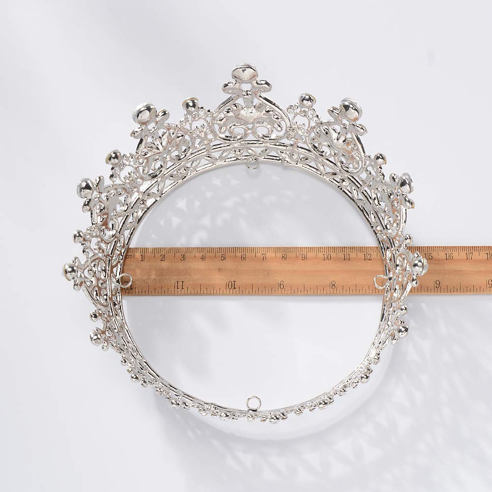 S SNUOY Silver Crowns for Women Crystal Queen Crown Full Round Wedding Headband for Birthday Pageant Prom Cake Topper