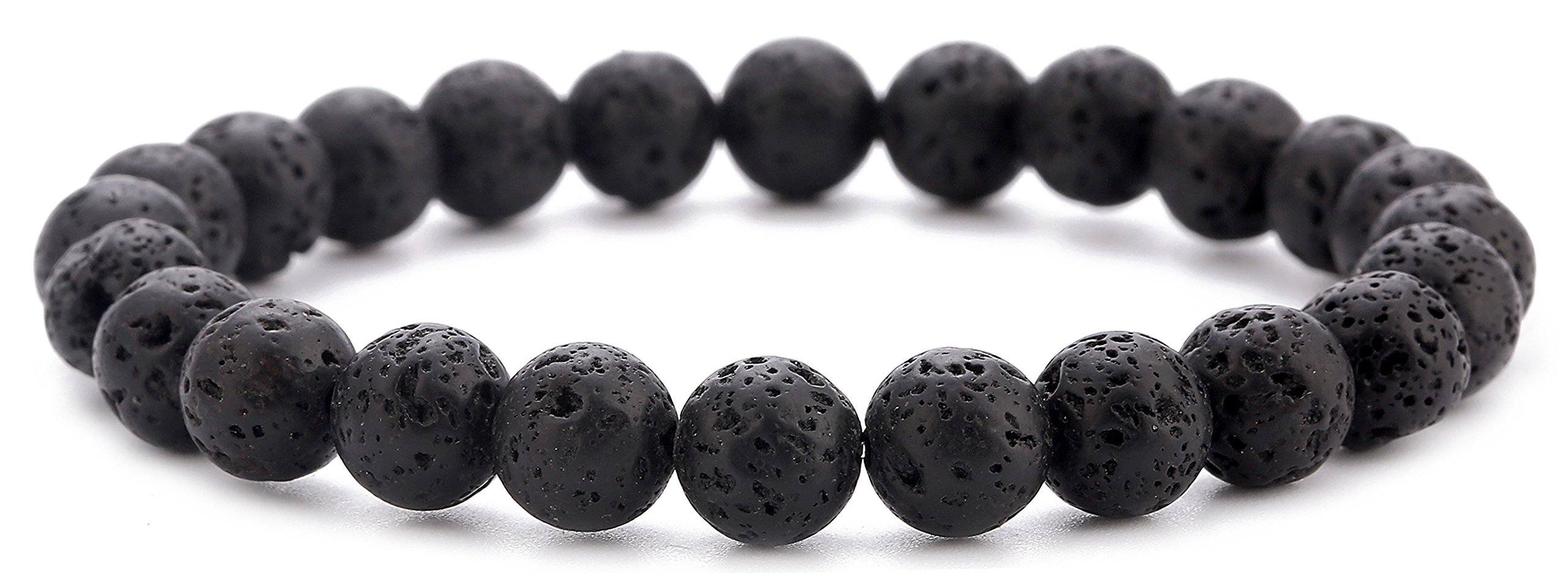 Hamoery Men Women 8mm Natural Stone Lava Rock Diffuser Bracelet Elastic Yoga Agate Beads Bracelet Bangle