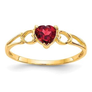 icecarats 10k yellow gold red garnet heart love ring gemstone band january birthstone jewelry size 7