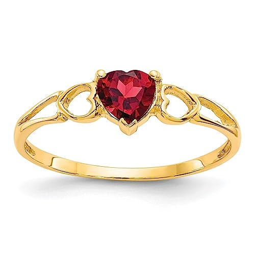 IceCarats 10K Yellow Gold Red Garnet Heart Love Ring Gemstone Band January Birthstone Jewelry Size 7