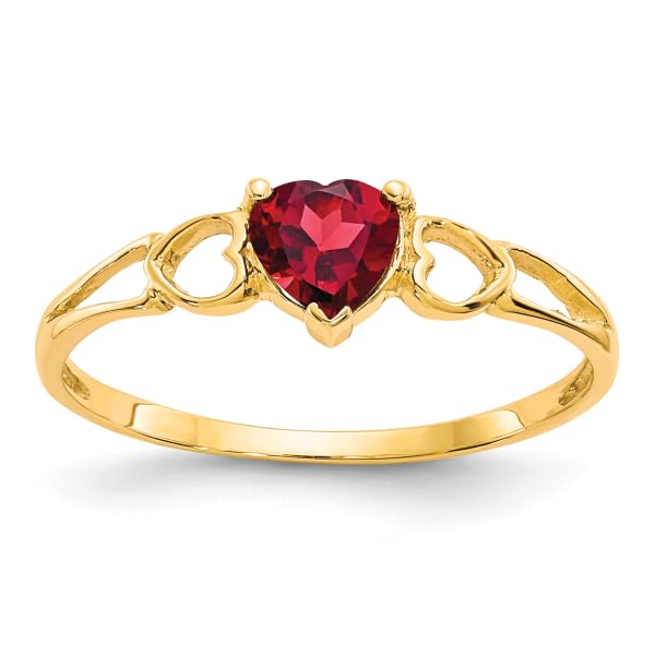 IceCarats 10K Yellow Gold Red Garnet Heart Love Ring Gemstone Band January Birthstone Jewelry Size 7