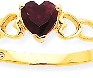 IceCarats 10K Yellow Gold Red Garnet Heart Love Ring Gemstone Band January Birthstone Jewelry Size 7