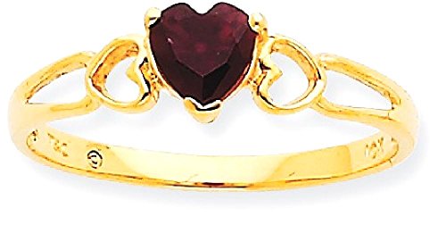 IceCarats 10K Yellow Gold Red Garnet Heart Love Ring Gemstone Band January Birthstone Jewelry Size 7