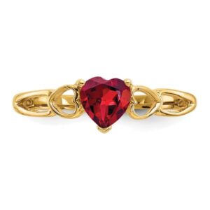 IceCarats 10K Yellow Gold Red Garnet Heart Love Ring Gemstone Band January Birthstone Jewelry Size 7