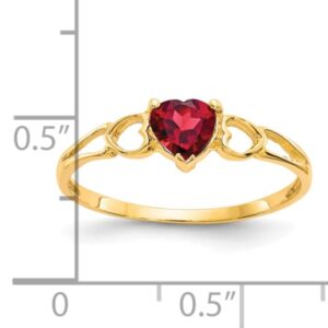 IceCarats 10K Yellow Gold Red Garnet Heart Love Ring Gemstone Band January Birthstone Jewelry Size 7