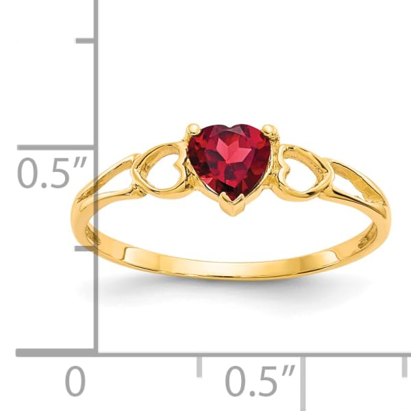 IceCarats 10K Yellow Gold Red Garnet Heart Love Ring Gemstone Band January Birthstone Jewelry Size 7