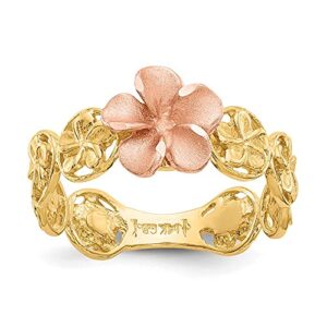 icecarats 14k yellow rose gold hawaiian plumeria flower ring size 7