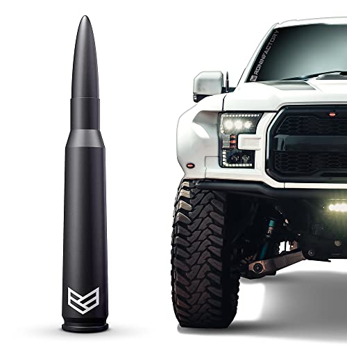 Ronin Factory 50 Cal Bullet Antenna for Ford F-150, F-250, F-350, Raptor, Bronco - Short Anti-Theft Replacement for Dodge RAM 1500