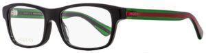 gucci rectangular eyeglasses gg0006oa 002 black/green/red 55mm 0006