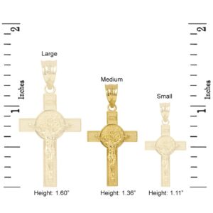 Solid 10k Yellow Gold St. Benedict Crucifix Cross Charm Pendant (1.30")