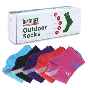 innotree 5 Pack Women's Cushioned Hiking Walking Running Socks, Quarter Ankle Socks