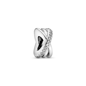 pandora jewelry sparkling and polished lines spacer cubic zirconia charm in sterling silver